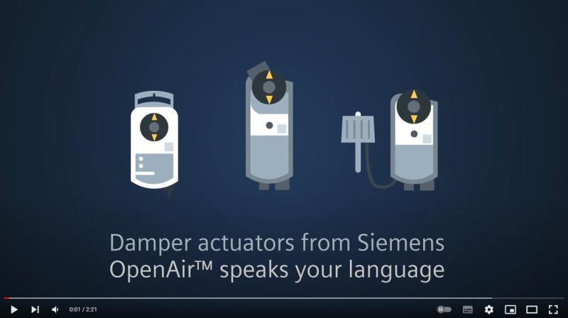 Видеоролик по серии приводов воздушных заслонок OpenAir производства Siemens