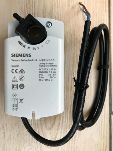 GQD321.1A: Привод воздушной заслонки (пружина) SIEMENS на 2 Н*м, AC 230 В, 2-точечный