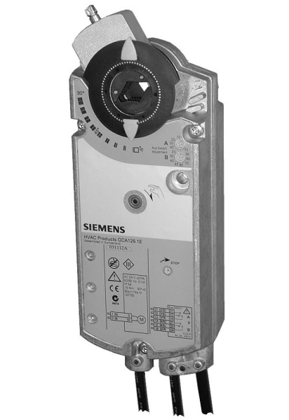 GCA161.1E: Привод воздушной заслонки (пружина) SIEMENS на 18 Н*м, DC 24 В, 0…10 В