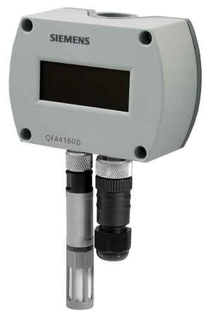 QFA4160D: Датчик комнатный температуры 0…10 В и влажности 0…10 В, IP65/IP40 (стержень), с дисплеем, калибровочный и метрологический сертификаты